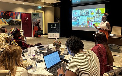 Presenter using vocal variety to speak engagingly to an audience