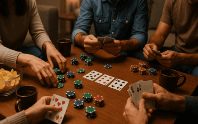 Poker night at home with friends