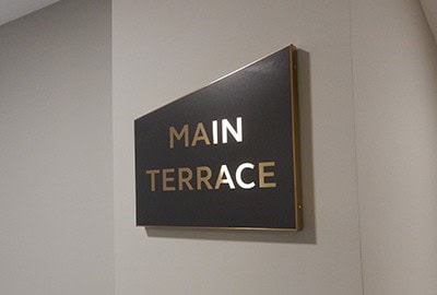 Facility identification sign for Solstice Apartments