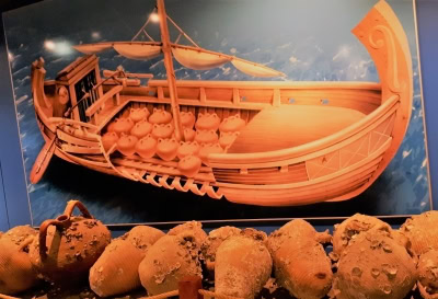 These ancient Amphorae were found on the ship shown