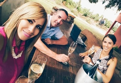 With the winemaker at Burbujas de Altura winery in Cafayate, Salta, Argentina