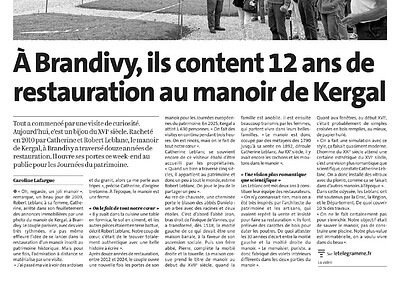 A BRANDIVY, ILS CONTENT 12 ANS DE RESTAURATION AU MANOIR DE KERGAL. TELEGRAMME DU 20 SEPTEMBRE 2026. (CF SORTIE DU 25 MAI 2024 ADV)
