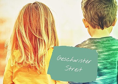 Geschwisterstreit Blogartikel Header - Streit unter Geschwistern, Junge und Mädchen von Hinten