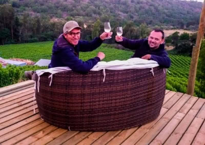 Enjoying the view from the deck at La Recova Vineyard