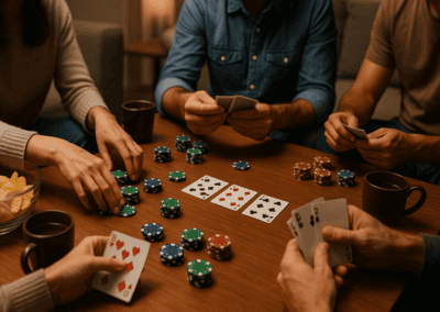 Poker night at home with friends