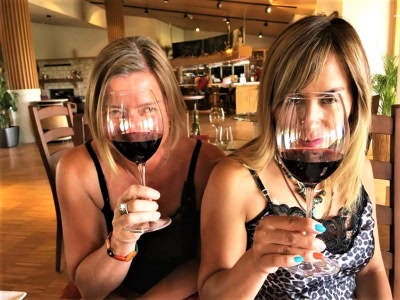 Enjoying the tasting at the Lucien Arkas winery near Ephesus