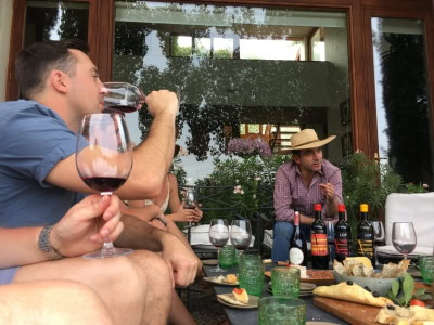 The winemaker at LOF taking the group through a tasting
