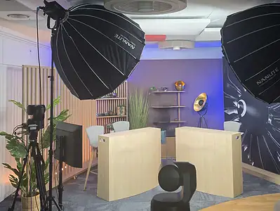 Plateau TV mobile déployé en entreprise, captation multi-caméras