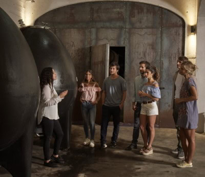 Touring the cellar at Veramonte winery in Casablanca