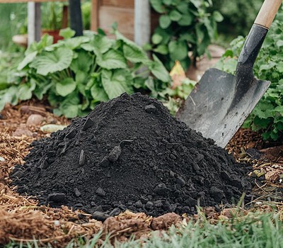 biochar, shovel