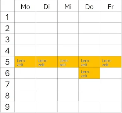 Stundenplan der Lernzeiten an der IGP