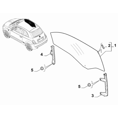 FIAT 500 2007-2016 Side Front Doors Glass Run