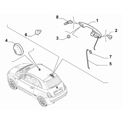 FIAT 500 2007-2016 Side Front Doors Handle
