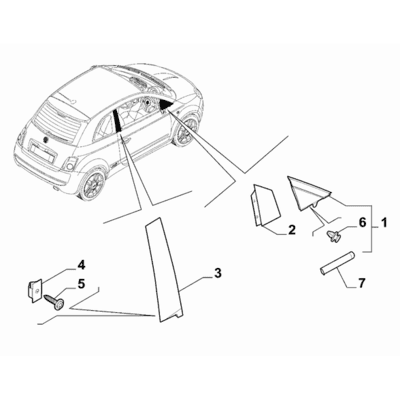 FIAT 500 2007-2016 Outer Trim Mouldings Covering