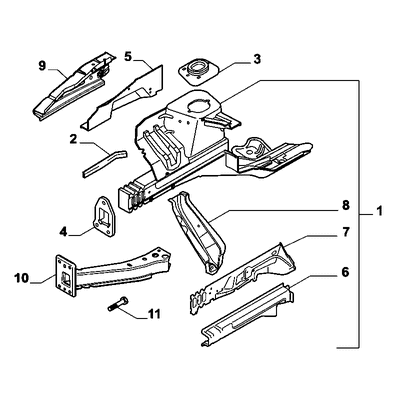 FIAT 500 2007-2016 Bodyshell,Structure (Front Part) Plate