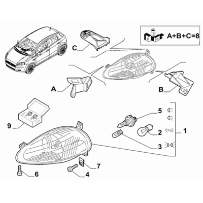 FIAT Grande Punto 2005-2009 Outer Lighting Kit Bulbs