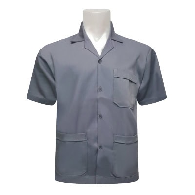 เสื้อช็อปสีเทาเข้ม แขนสั้น