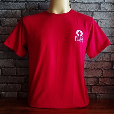 สกรีนเสื้อยืดสีแดง โลโก้บริษัท