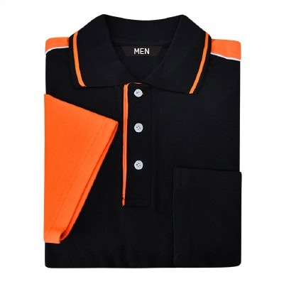 เสื้อโปโลดำตัดต่อส้ม TB Polo - Image 8