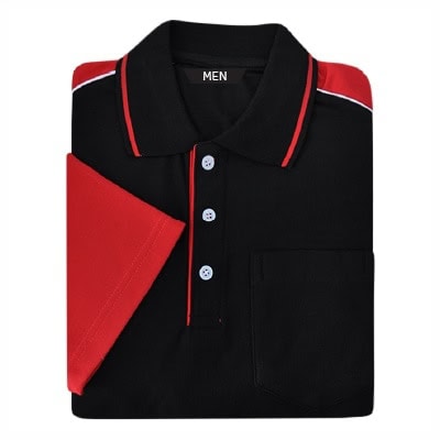เสื้อโปโลดำตัดต่อแดง TB Polo - Image 5