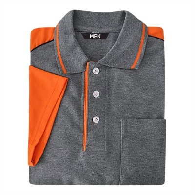 เสื้อโปโลเทาตัดต่อส้ม TB Polo - Image 8
