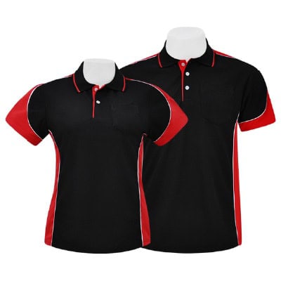เสื้อโปโลดำตัดต่อแดง TB Polo - Image 7
