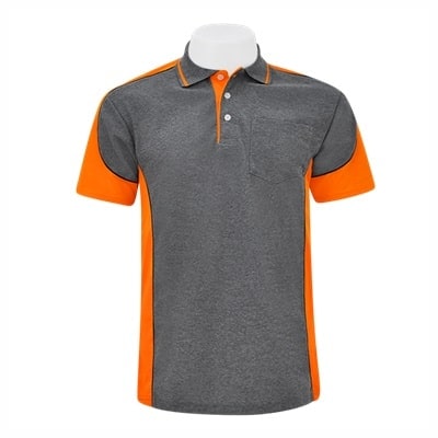 เสื้อโปโลเทาตัดต่อส้ม TB Polo - Image 9
