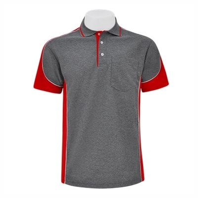 เสื้อโปโลเทาตัดต่อแดง TB Polo - Image 9