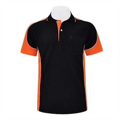 เสื้อโปโลดำตัดต่อส้ม TB Polo - Image 9
