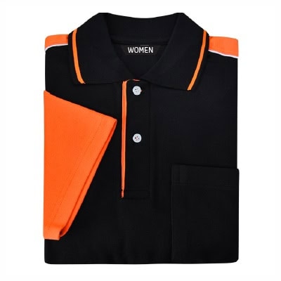เสื้อโปโลดำตัดต่อส้ม TB Polo - Image 4