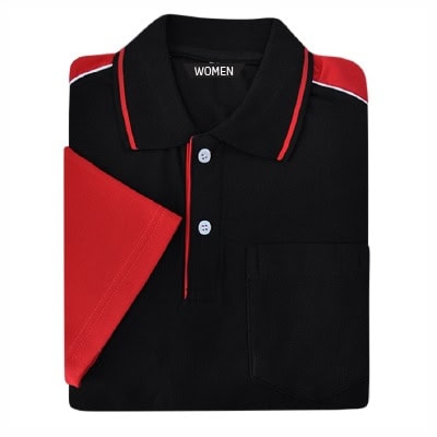 เสื้อโปโลดำตัดต่อแดง TB Polo - Image 6