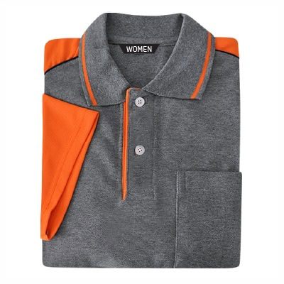 เสื้อโปโลเทาตัดต่อส้ม TB Polo - Image 4