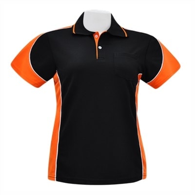 เสื้อโปโลดำตัดต่อส้ม TB Polo - Image 5