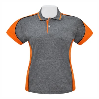 เสื้อโปโลเทาตัดต่อส้ม TB Polo - Image 5