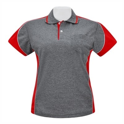 เสื้อโปโลเทาตัดต่อแดง TB Polo - Image 5