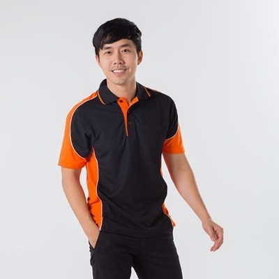 เสื้อโปโลดำตัดต่อส้ม TB Polo - Image 7