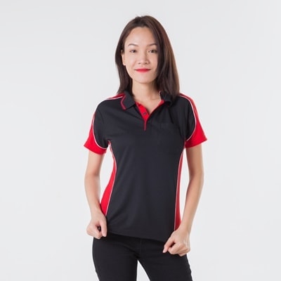 เสื้อโปโลดำตัดต่อแดง TB Polo - Image 2