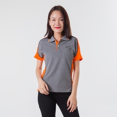 เสื้อโปโลเทาตัดต่อส้ม TB Polo - Image 2