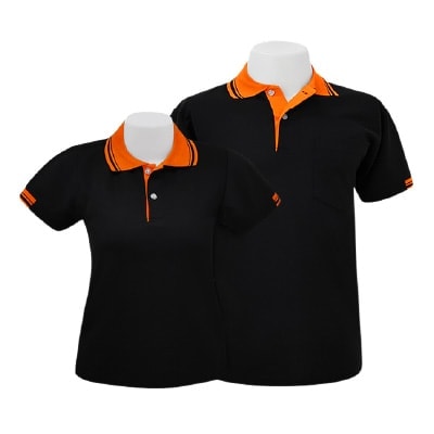 เสื้อโปโลสีดำปกส้ม MN Polo