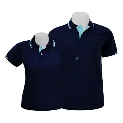 เสื้อโปโลสีกรมขลิบฟ้า MN Polo