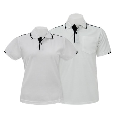 เสื้อโปโลสีขาวขลิบดำ MN Polo