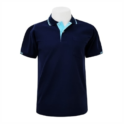 เสื้อโปโลสีกรมขลิบฟ้า MN Polo - Image 4