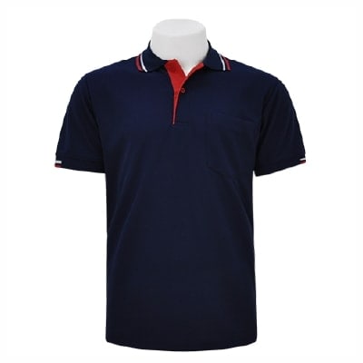 เสื้อโปโลสีกรมขลิบแดง MN Polo - Image 5