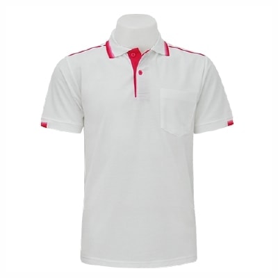 เสื้อโปโลสีขาวขลิบชมพู MN Polo - Image 3