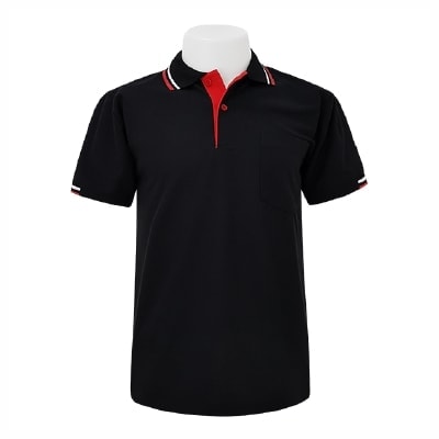 เสื้อโปโลสีดำขลิบแดง MN Polo - Image 3