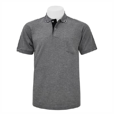 เสื้อโปโลสีเทาท็อปขลิบดำ MN Polo - Image 3