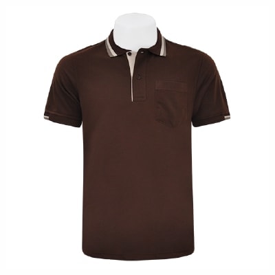 เสื้อโปโลสีน้ำตาลเข้ม NU Polo ผ้า TK Ring หนานุ่ม สวมใส่สบาย - Image 4