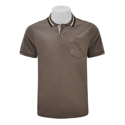 เสื้อโปโลสีน้ำตาลอ่อน NU Polo ผ้า TK Ring หนานุ่ม สวมใส่สบาย - Image 4