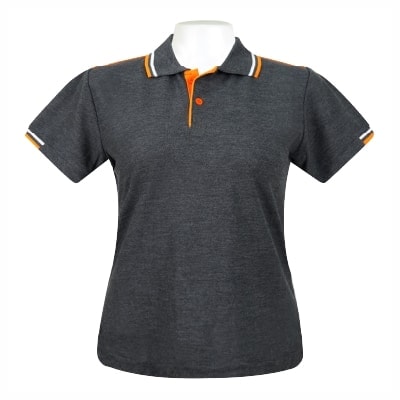 เสื้อโปโลสีเทาท็อปเข้มขลิบส้ม MN Polo - Image 3