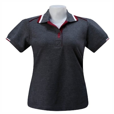 เสื้อโปโลเทาเข้มขลิบแดงเลือดหมู NU Polo ผ้า TK Ring หนานุ่ม สวมใส่สบาย - Image 3